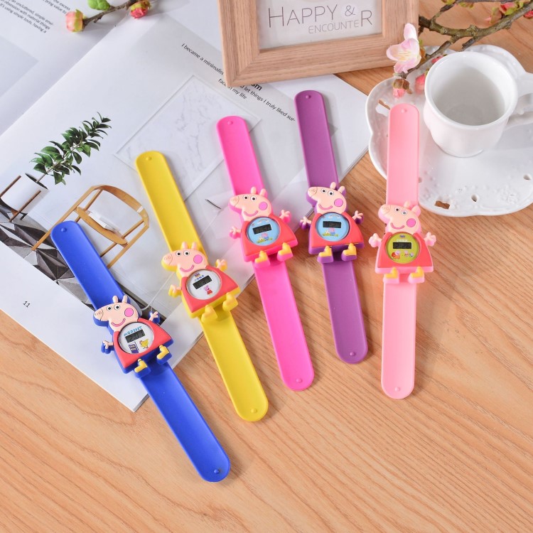 粉小豬佩佩卡通豬動漫兒童手表 拍拍表 寶寶玩具手表節日禮品批發