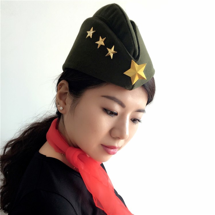 毛呢帽子秋冬新款帽子水兵舞五角星鏈條貝雷帽俄羅斯男女毛呢船帽