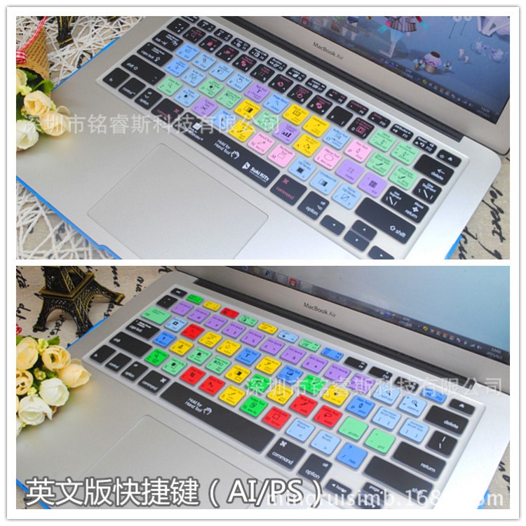 適用于蘋果macbook筆記本電腦快捷鍵 PS AI 功能硅膠鍵盤保護(hù)膜