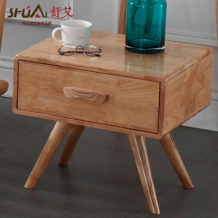 廠家直銷舒艾北歐簡(jiǎn)約全實(shí)木床頭柜 現(xiàn)代床邊柜田園臥室儲(chǔ)物柜子