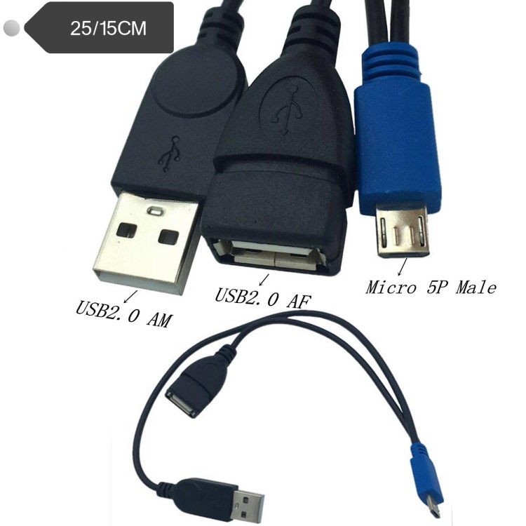 USB-OTG U盤移動硬盤數據線轉換連接線安卓手機平板帶供電MICRO