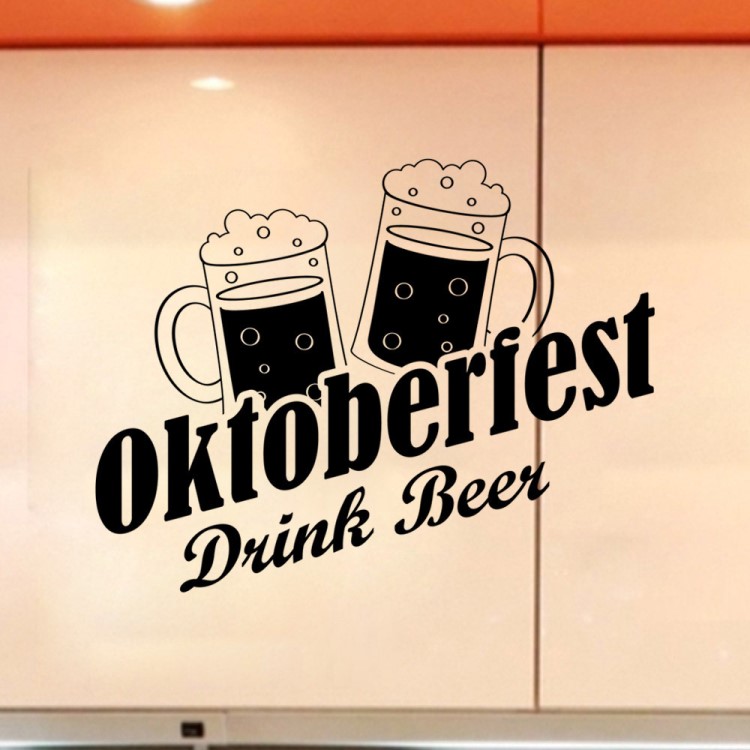 aw9274 英文廚房 餐廳墻貼oktoberfest drink beer 可移除防水貼