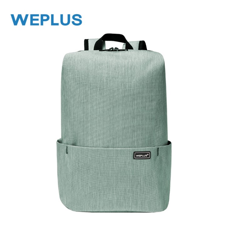 WEPLUS唯加2019新款休閑背包雙肩包單色滌綸背包男女中學(xué)生書包