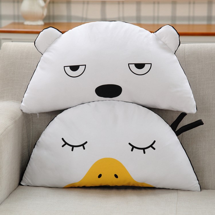 ins款萌鴨西瓜韓國兒童房嬰兒床小鴨子白熊半圓抱枕頭腰枕可拆洗