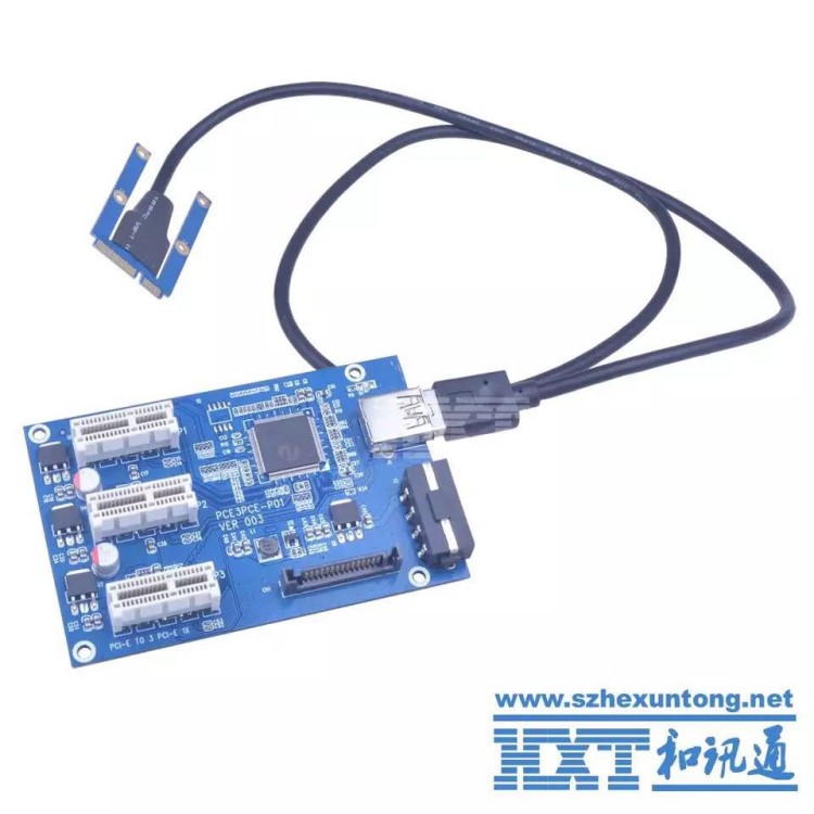 mini PCI-E转PCI-e转接卡 1拖3 minipci-e接口扩展卡 3口PCIe插槽