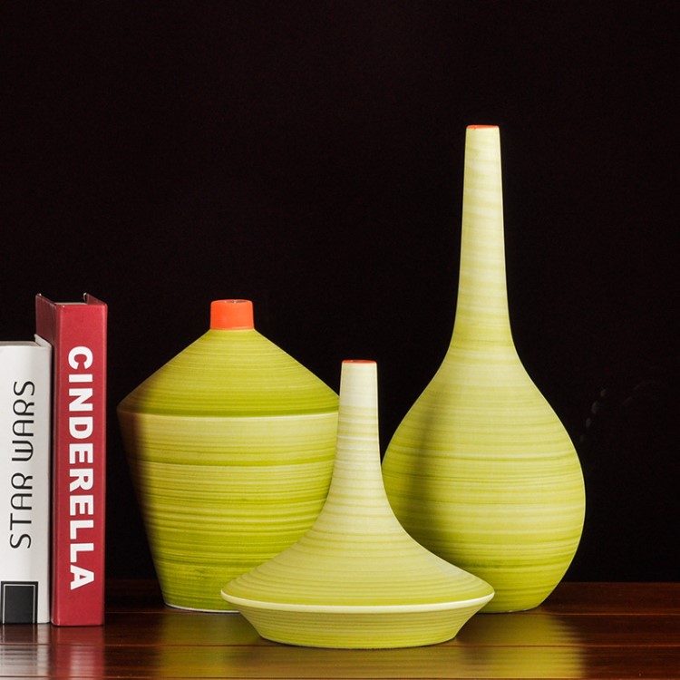 北歐現(xiàn)代簡(jiǎn)約陶瓷花瓶擺件室內(nèi)果綠家居裝飾品家具隔斷電視柜擺設(shè)