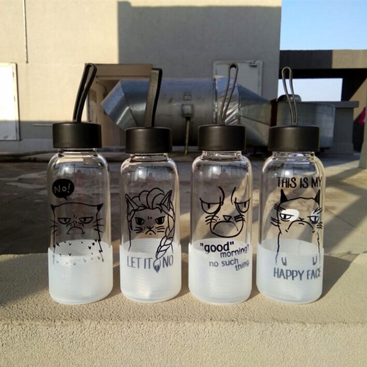 彥良生活拽貓玻璃水杯創意卡通簡約表情貓咪茶杯廣告禮品定制杯子