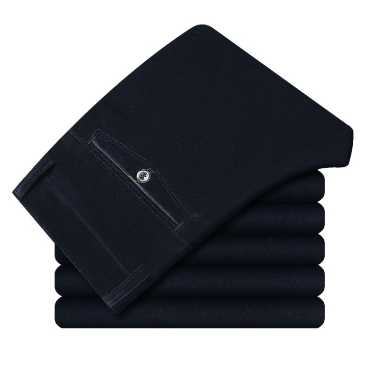 秋冬款男式條絨褲燈芯絨中年男士休閑褲長褲加厚高腰寬松直筒