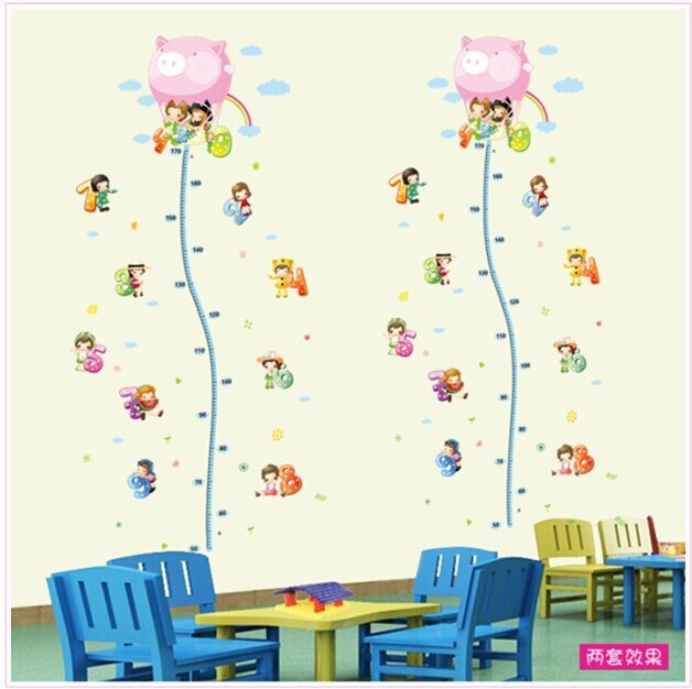 廠家批發(fā) 7100 韓國寶寶身高貼 第五代可移除PVC透明膜墻貼