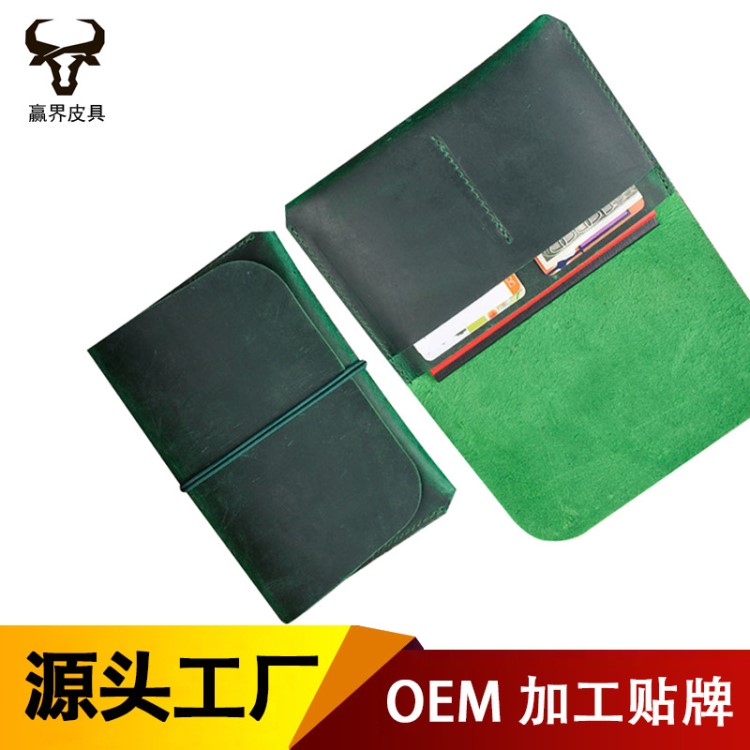 瘋馬皮手工護(hù)照包真皮簡約證件套頭層牛皮卡包證件套皮夾新款包郵