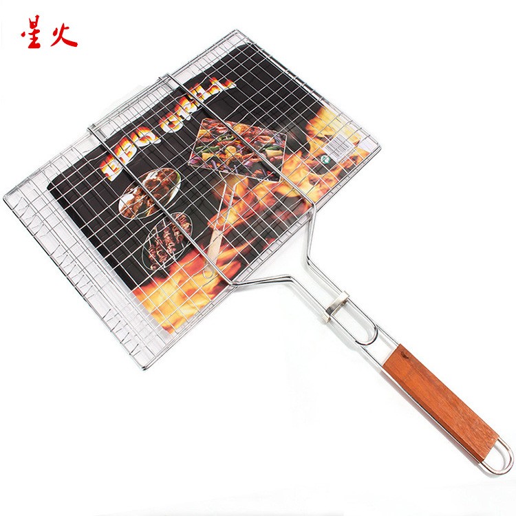 大量供應(yīng) 星火9寸漢堡夾 戶外燒烤夾BBQ烤網(wǎng) 燒烤配件