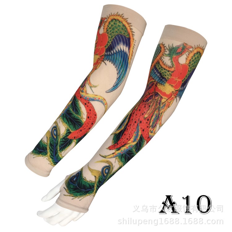 一圈無(wú)縫360度數(shù)碼印花 朱雀關(guān)公觀音 防曬紋身袖套 戶外運(yùn)動(dòng)冰袖