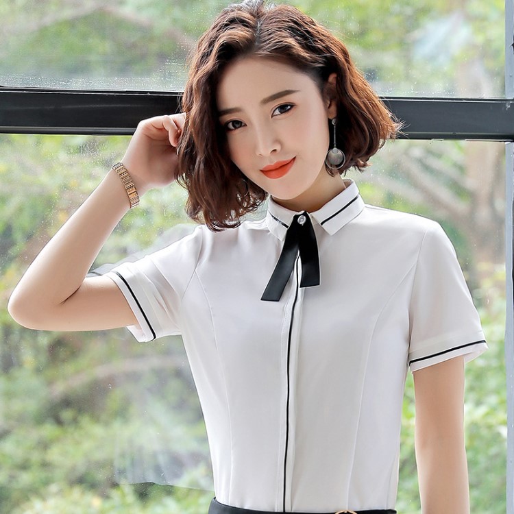 YZH0521職業(yè)襯衫女新款酒店前臺(tái)工作服服務(wù)員美容院工裝白色上衣