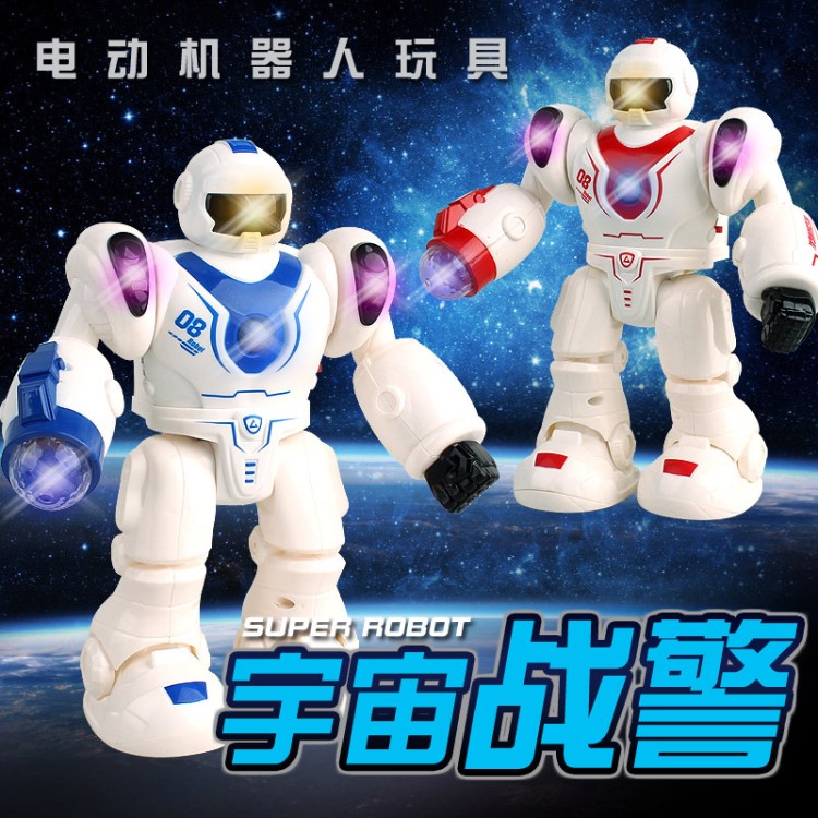 兒童太空跳舞電動機器人 360度旋轉(zhuǎn)發(fā)光音樂紅外線地攤熱賣玩具