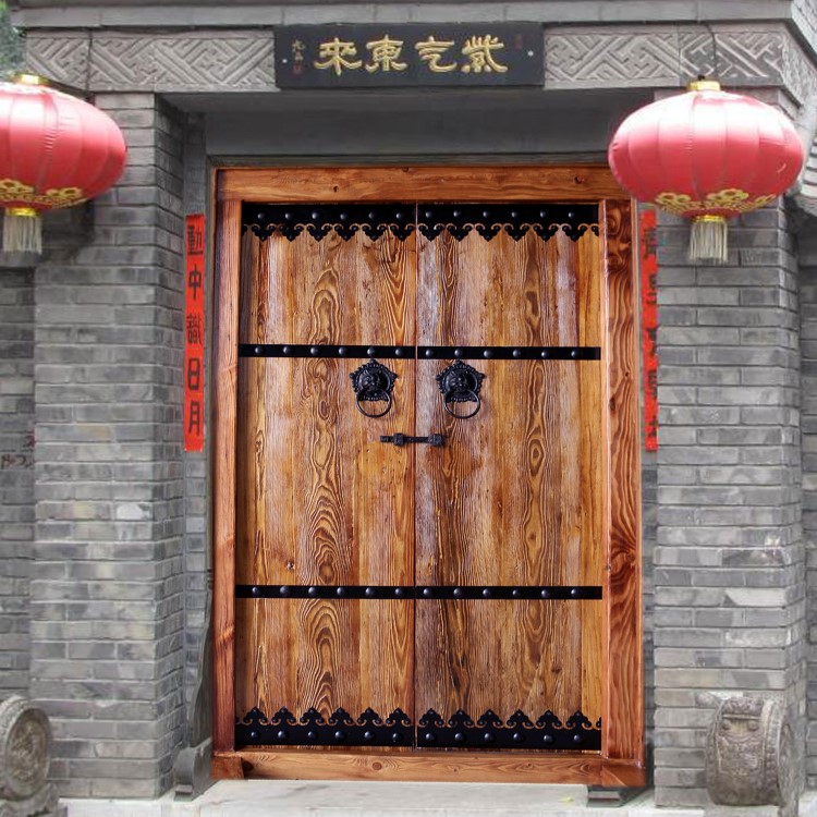 定做老榆木大門(mén)別墅實(shí)木仿古門(mén)茶樓庭院門(mén)酒店雙開(kāi)進(jìn)戶門(mén)廠家直銷(xiāo)