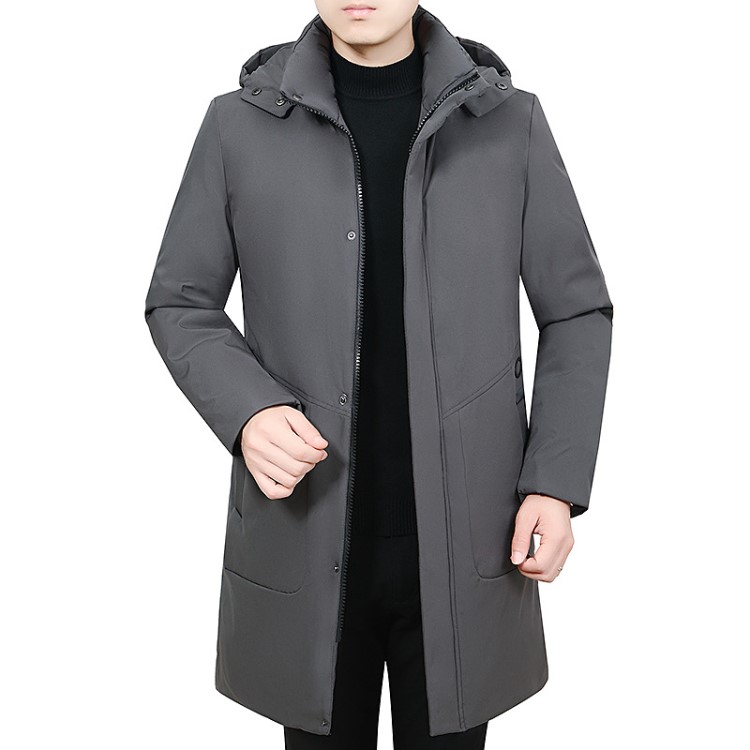 2019冬款男士休閑連帽加厚羽絨棉服 韓版潮流中長款風衣棉服外套