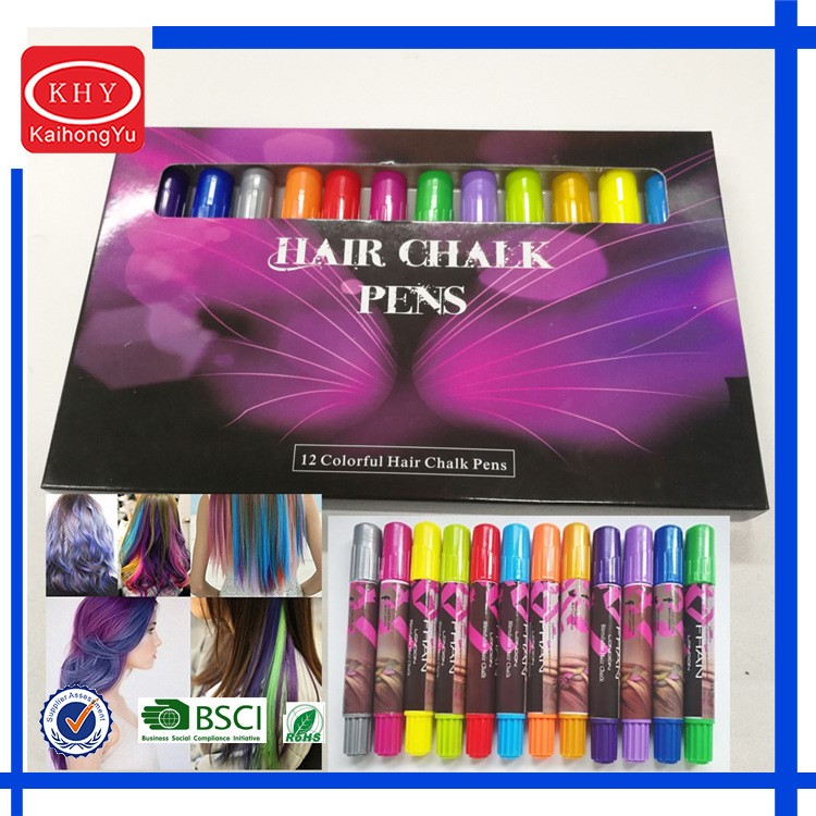 OEM定制兒童臨時染發(fā)蠟筆 一次性染發(fā)筆套裝 FDA環(huán)保頭發(fā)染色筆