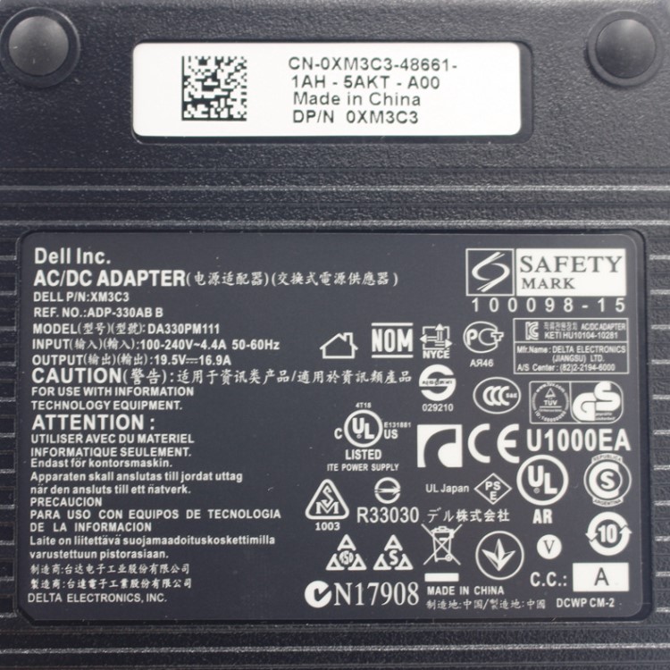 適用于戴爾 DELL外星人 M18X 19.5V 16.9A 330W 充電器電源適配器