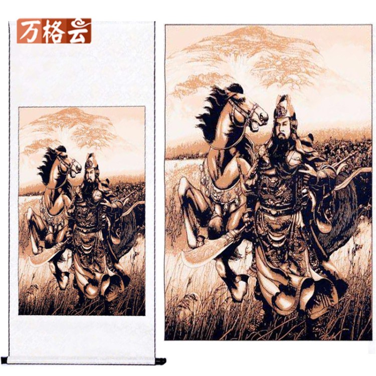 蔚县剪纸卷轴装饰画关羽挂画 中国风手工剪纸挂画