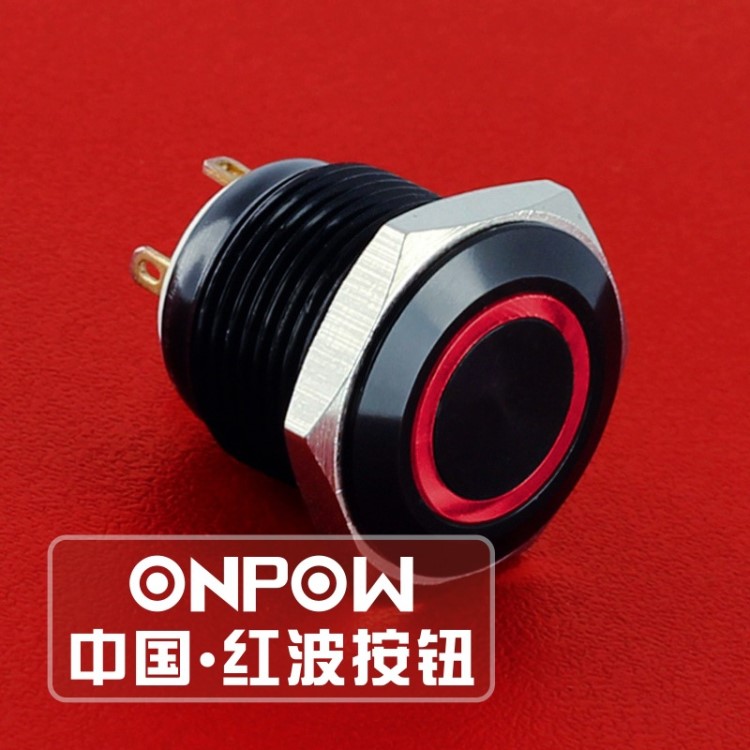 ONPOW中國紅波按鈕GQ16系列金屬帶燈按鈕開關(guān)16mm