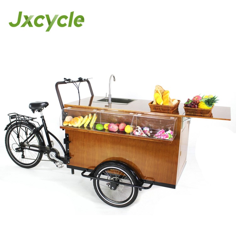 Jxcycle 時尚咖啡售賣車多功能移動餐車早點(diǎn)車腳踏三輪車配水系統(tǒng)