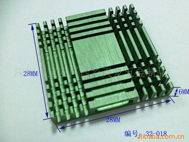 廠家供應電腦CPU散熱器28*6*28MM剖槽氧化綠色