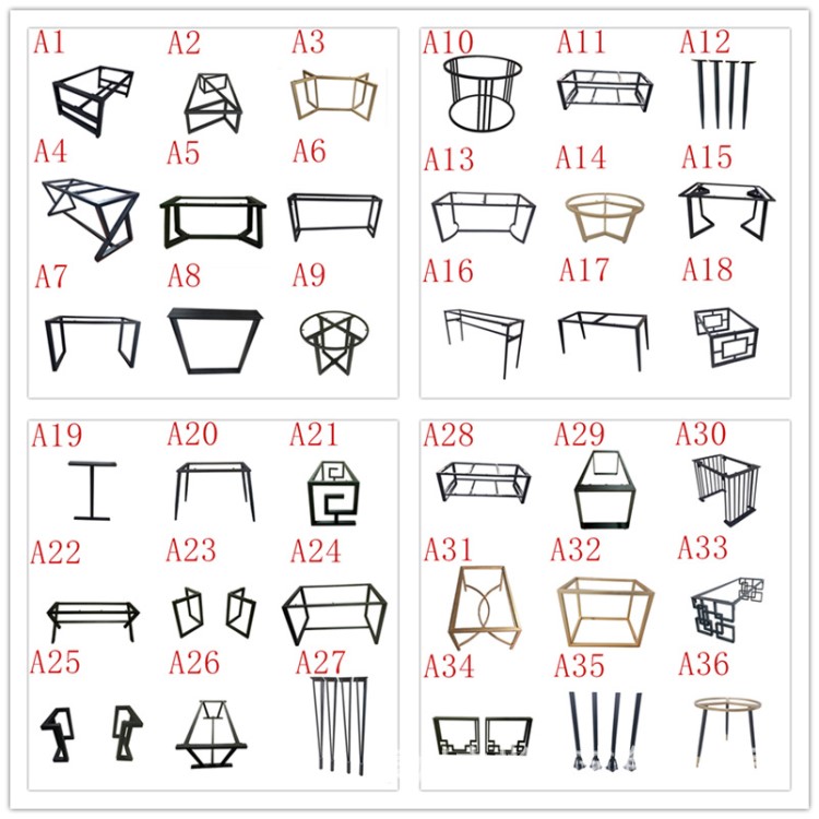 工业风铁艺桌脚支架 办公桌Table金属桌脚多款可选定制金色桌腿