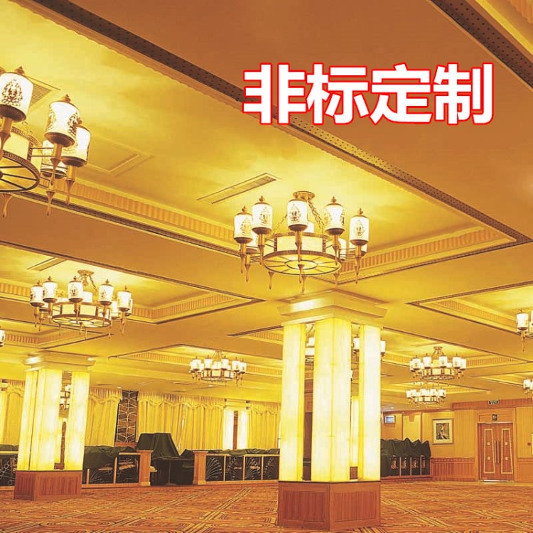 非标定制酒店大堂全铜仿云石吊灯 大型非标会所别墅圆形水晶灯