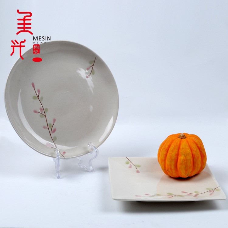 外貿(mào)產(chǎn)品創(chuàng)意陶瓷盤 反應(yīng)釉手繪餐具 創(chuàng)意陶瓷印花盤子 餐具