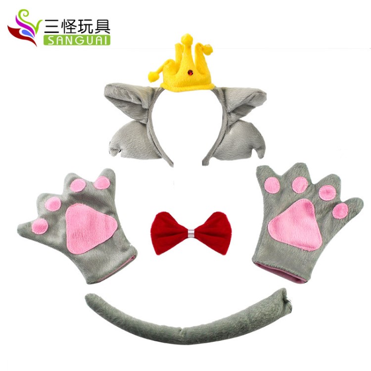 廠家供應卡通動物發箍 灰太狼紅太狼小灰灰美羊羊喜羊羊四件套裝