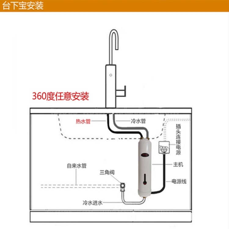 科屹樂(lè)JDR-11D即熱式臺(tái)下寶廚房衛(wèi)生間兩用快速熱水器簡(jiǎn)易過(guò)水熱