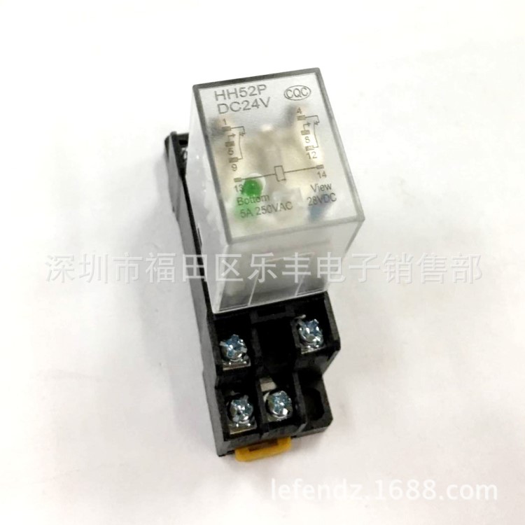  24V中間繼電器HH52P HH54P JQX-13F 12V AC220V帶導(dǎo)軌座子