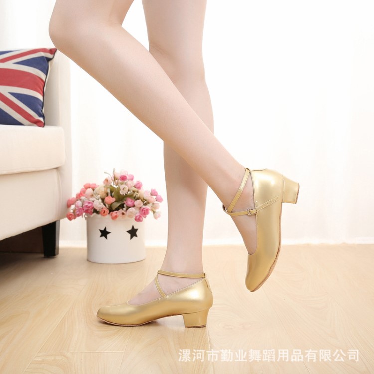 成人兒童女士方跟大粗跟中跟硬摩登舞蹈鞋毛底室內拉丁平正國標