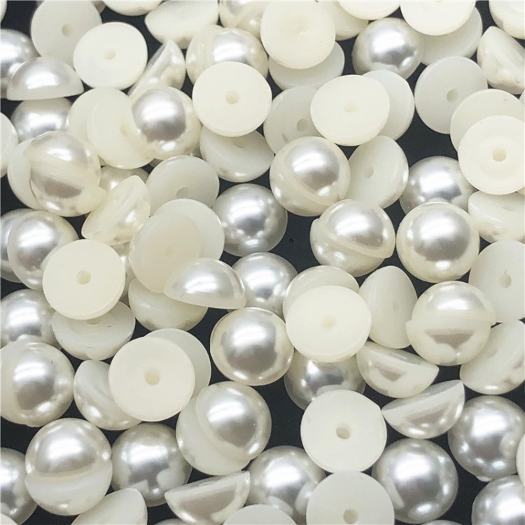 6MM-25MM高亮半圓珍珠米白ABS珍珠粘貼手機殼材料diy飾品配件