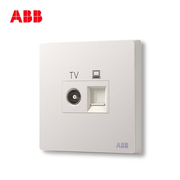 ABB 軒致系列 二位電視/超5類電腦插座 RJ45雅典白色AF325