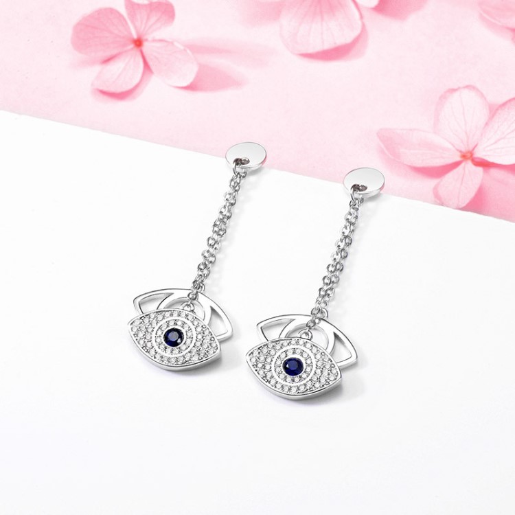 銀緣美S925銀惡魔之眼耳環時尚飾品批發首飾定制廠家一件代發