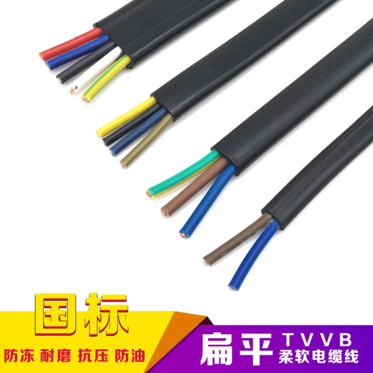 行車扁平電纜TVVB2/3/4/5芯電動(dòng)門伸縮門電梯柔軟專用線扁線排線