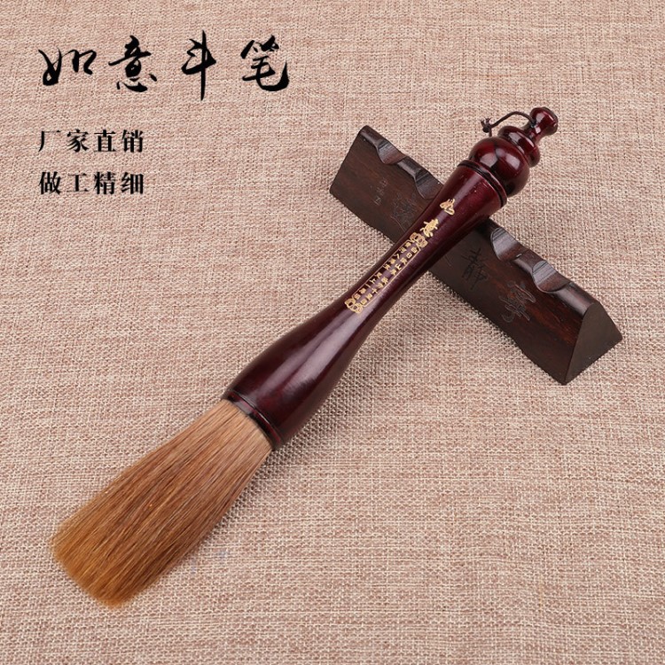 廠家直銷 如意紅檀狼毫提斗毛筆 抓筆大字對聯書寫 文房四寶裝飾