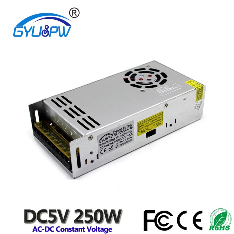 5V50A开关电源220V转5V250W足功率LED电源 Led显示屏灯条直流电源