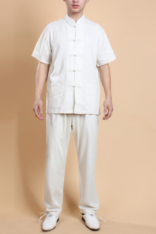 中國風 中式棉老粗布0820-2唐裝男士短袖上衣 半袖襯衫/有套裝