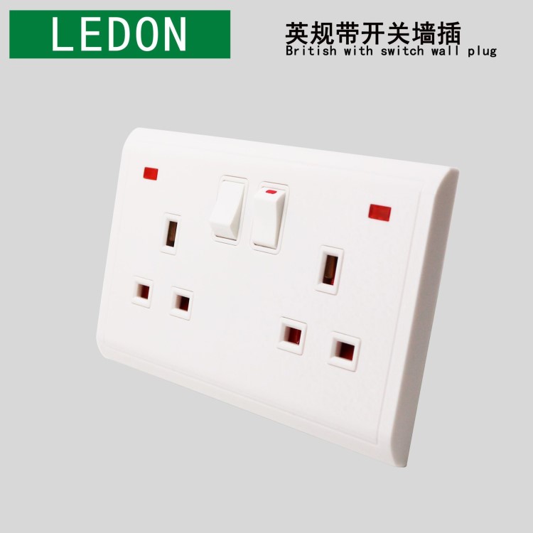 146雙聯(lián)英式插座白色雙位13A英標香港英規(guī)PC電制面板墻壁插座