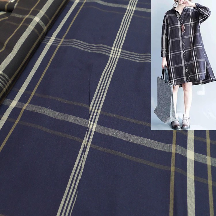 棉麻格子 色織麻布 亞麻棉格子面料 麻綢 襯衣西裝 連衣裙面料