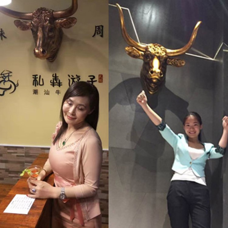 牛頭壁掛室外餐廳酒吧墻上裝飾創意樹脂掛件餐館辦公招財鹿頭壁掛