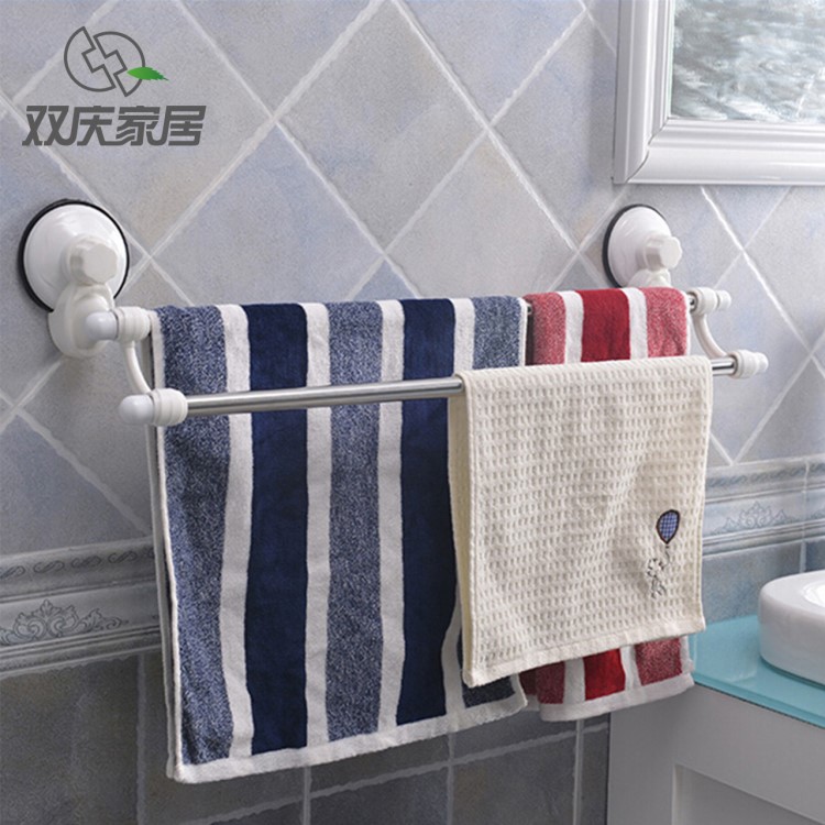 雙慶強力吸盤毛巾架不銹鋼衛生間毛巾掛架壁掛浴室掛毛巾桿免打孔