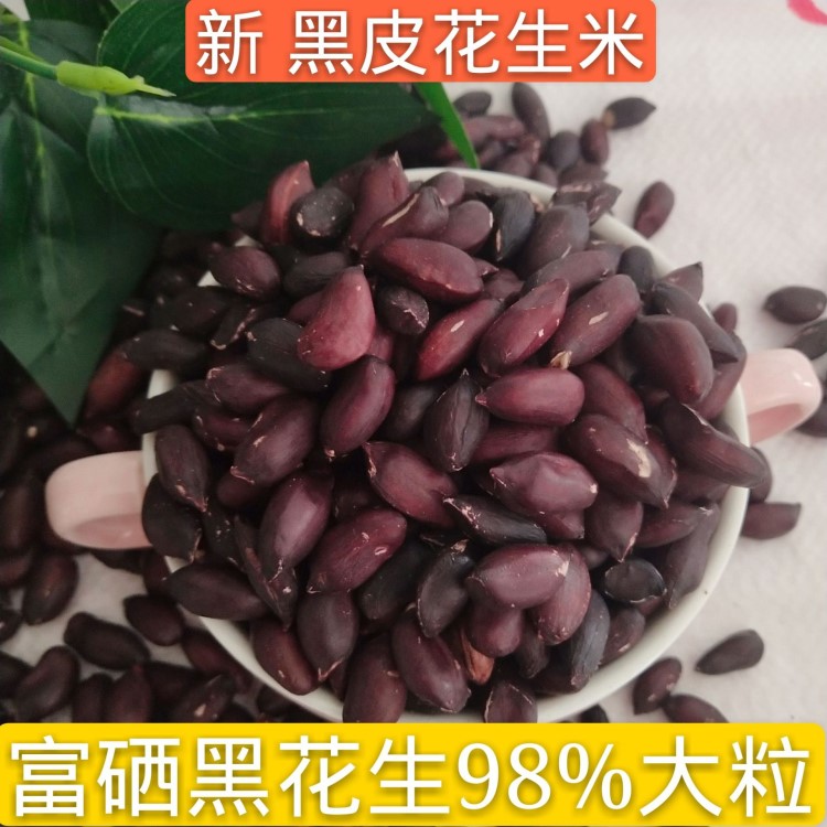 現(xiàn)貨供應(yīng)黑花生米富硒黑皮花生米五谷雜糧散裝25kg去殼生黑花生米