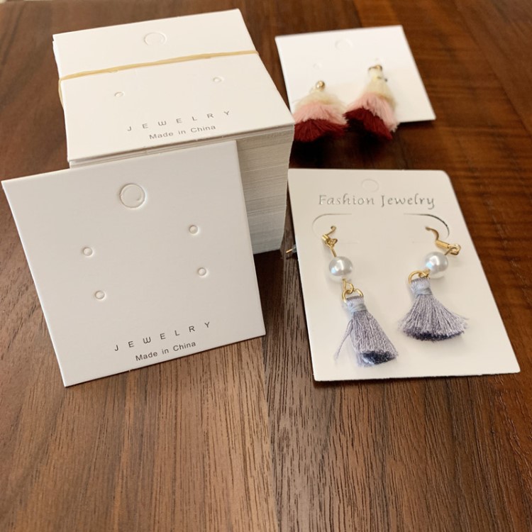 韓版白色耳環卡片紙卡耳飾包裝材料耳線耳夾吊牌掛卡標簽