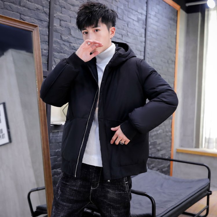男裝2019冬季新款學(xué)生裝男士簡(jiǎn)約氣質(zhì)休閑連帽保暖羽絨保暖