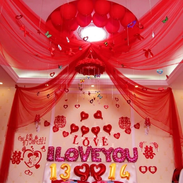 簡約拉花客廳拱門紗婚禮歐式過道男方夢幻紗幔裝飾臥室場景布置