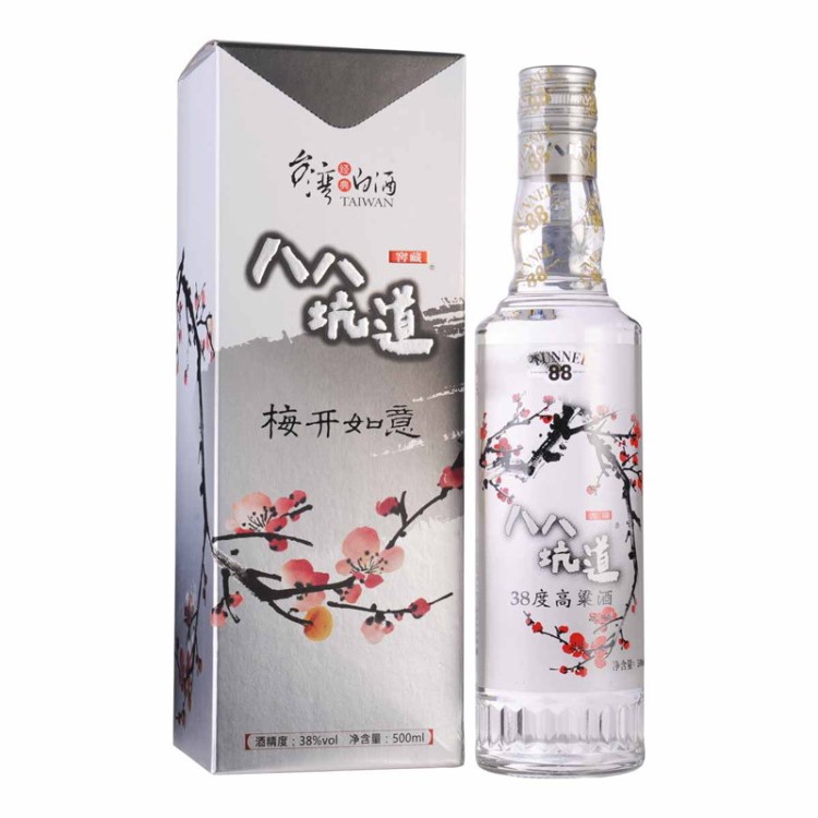 臺灣馬祖高粱酒 八八坑道梅開如意38度紙盒500ML 糧釀造酒
