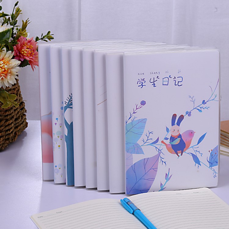 A5防水膠套車線本防臟磨砂感學生書寫本創意卡通記事本軟面抄本